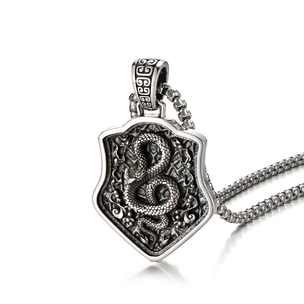 Vintage Spirit Snake Shield Pendant