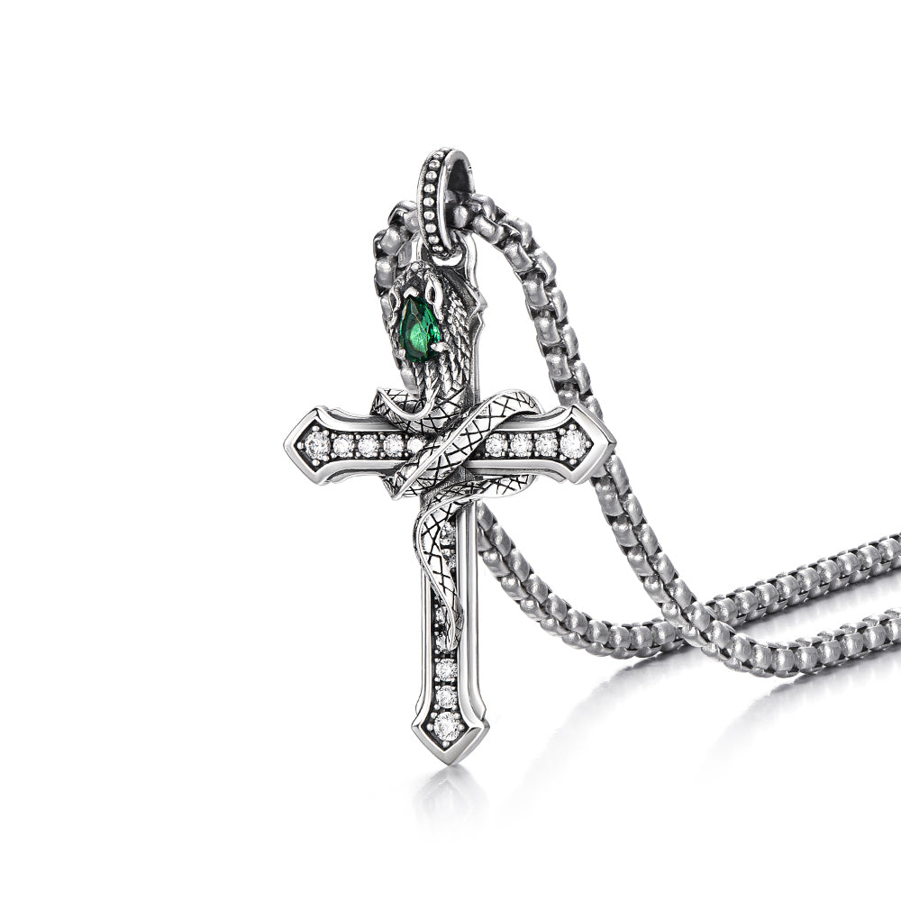 Spirit Snake Cross Pendant