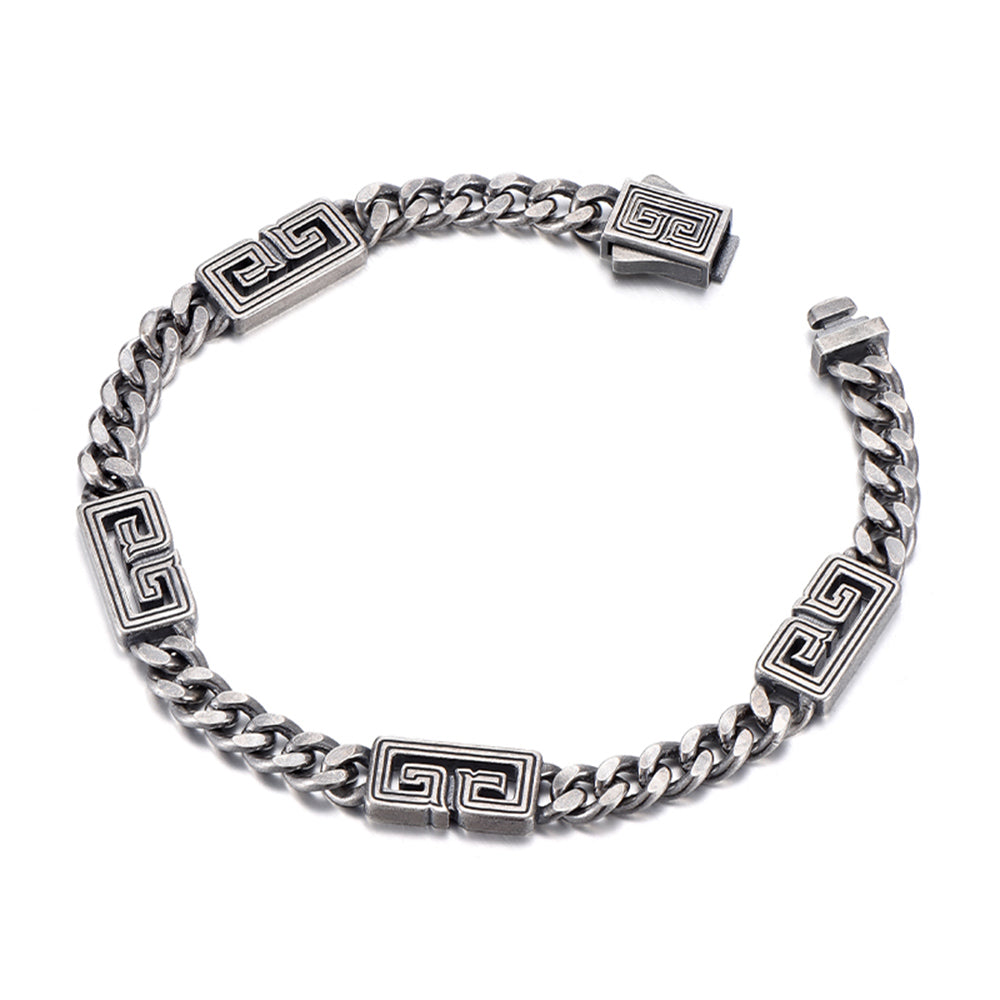 Vintage Cloud Pattern Cuban Link Bracelet