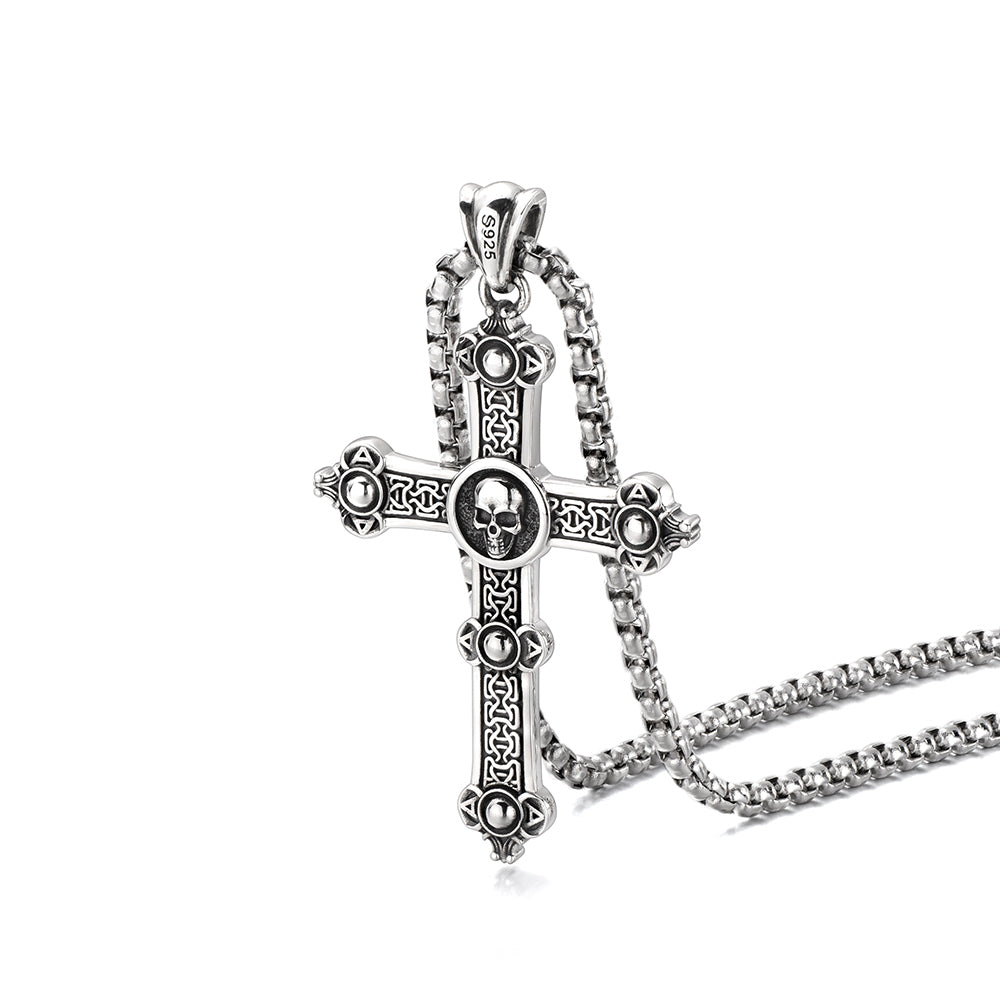 Black Cross & Skull Pendant