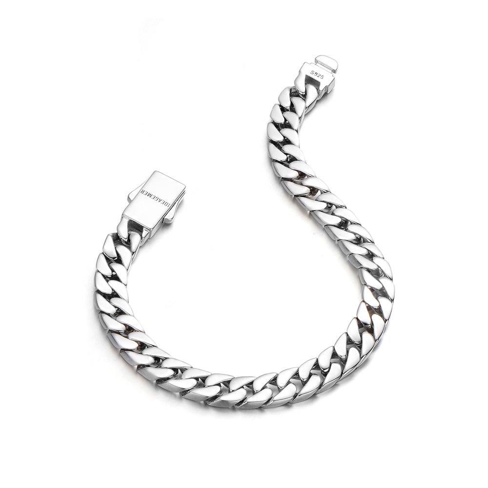8 mm Solid Sterling Silver Cuban Link Bracelet