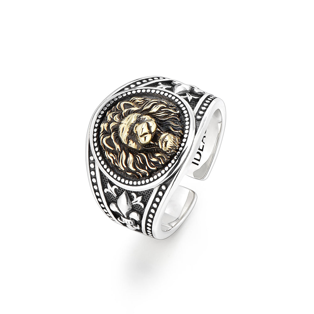 Vintage Fleur De Lis Lion Signet Ring