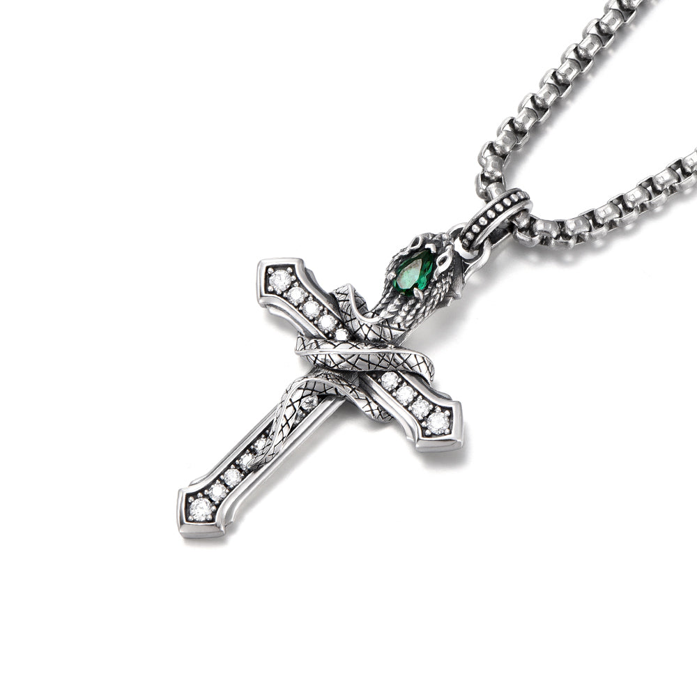 Spirit Snake Cross Pendant