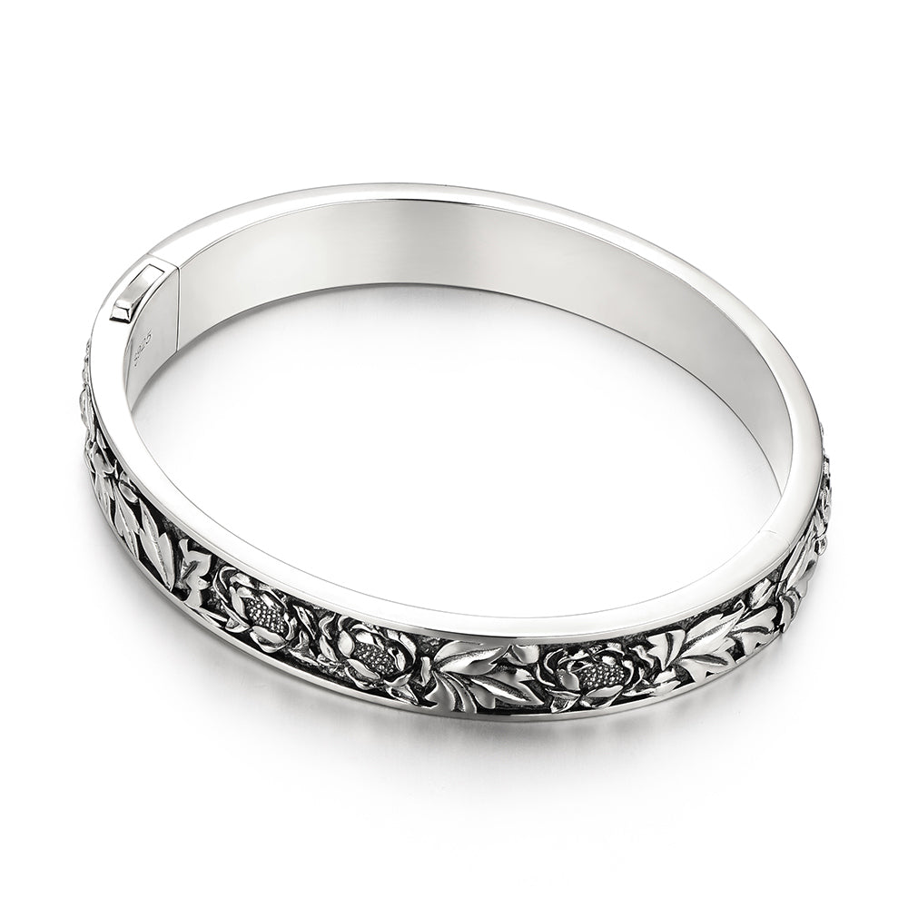 Vintage Peony Bangle Bracelet