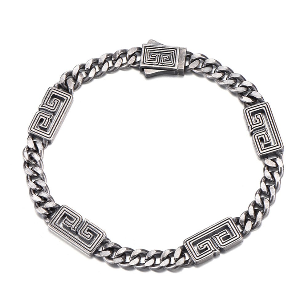 Vintage Cloud Pattern Cuban Link Bracelet