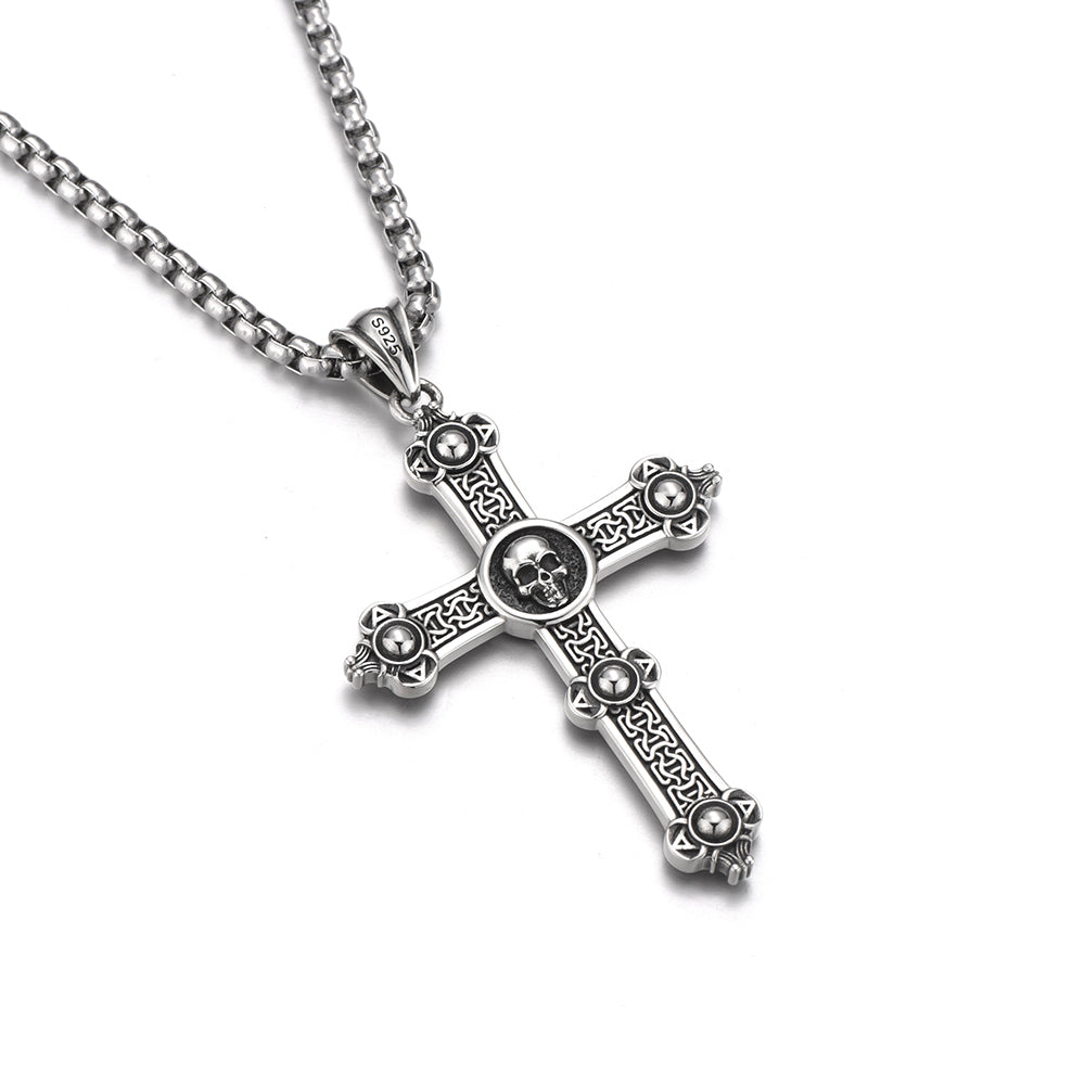 Black Cross & Skull Pendant