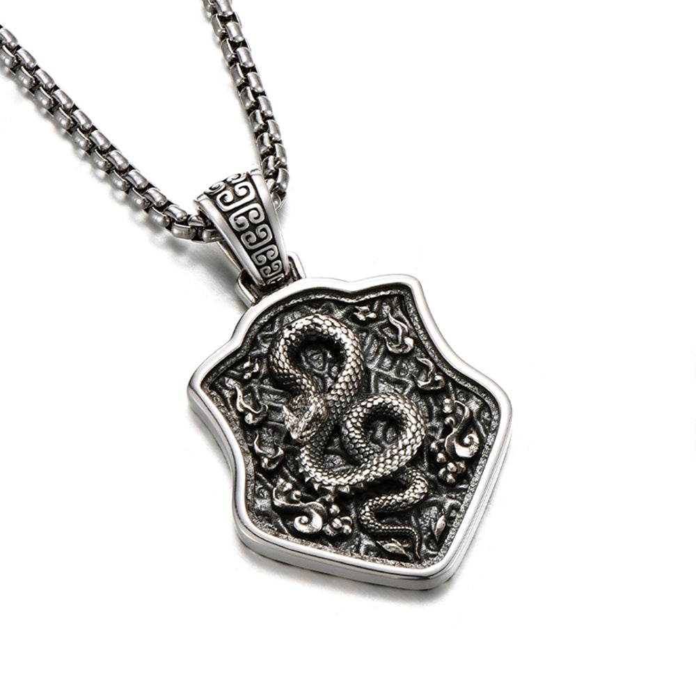 Vintage Spirit Snake Shield Pendant