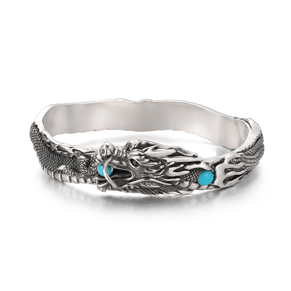 Vintage Turquoise Dragon Bangle Bracelet