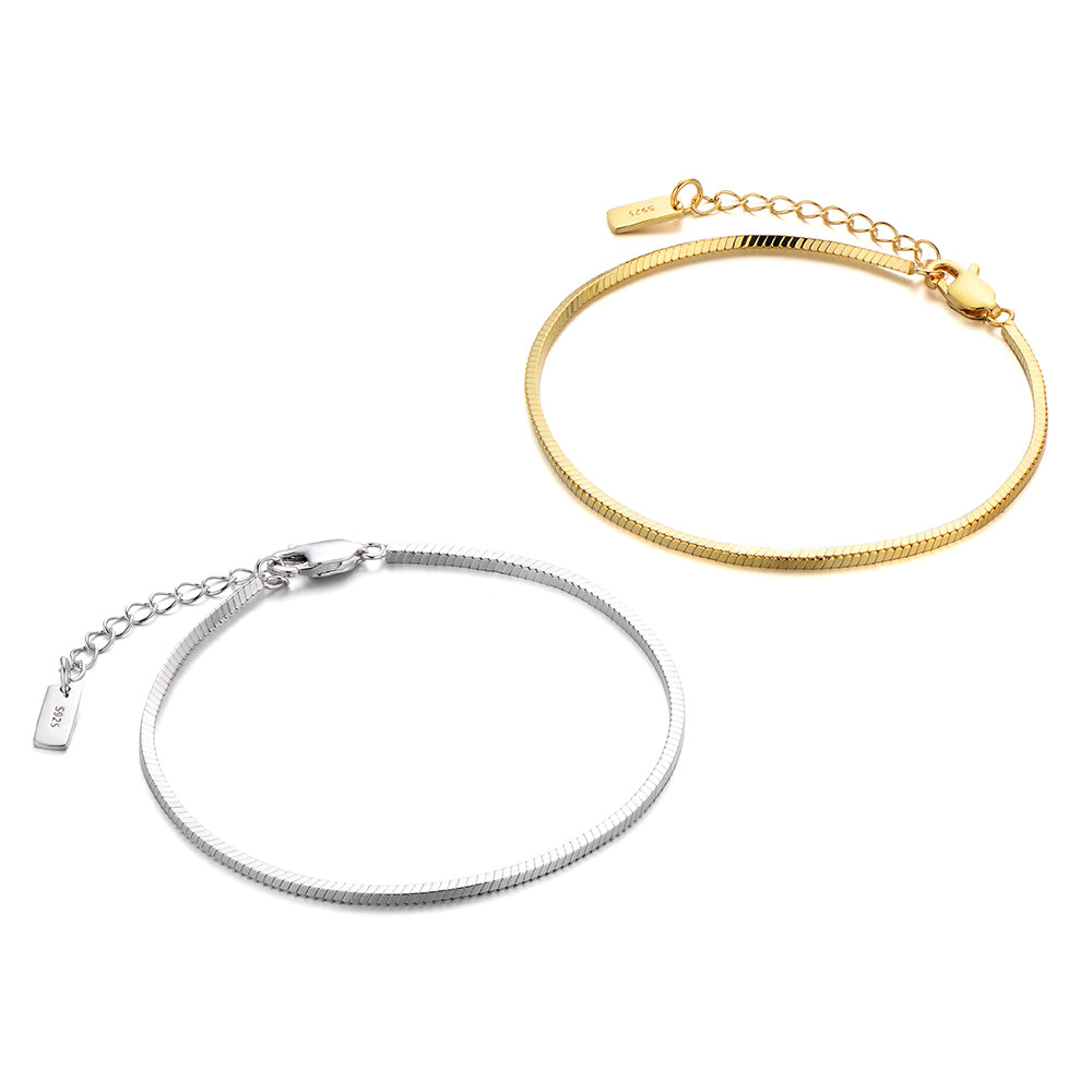 1.5 mm Sterling Silver Snake Bone Chain Bracelet