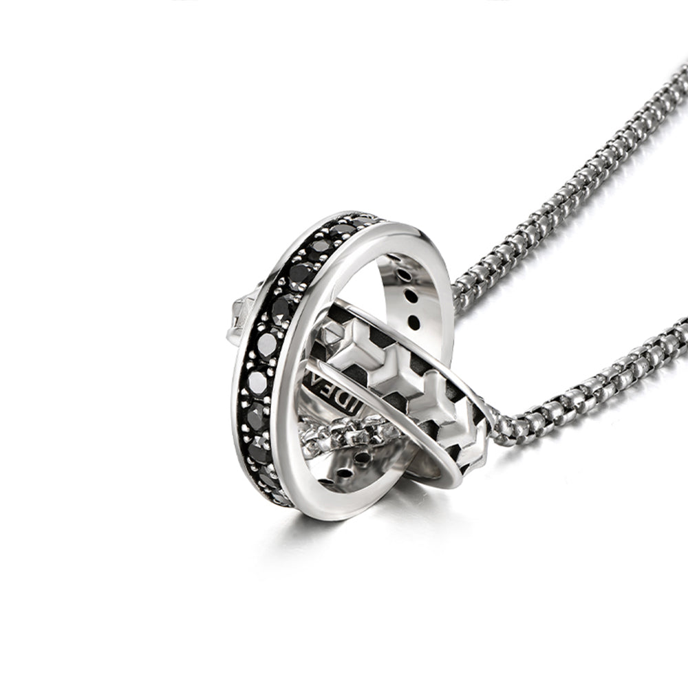 Armor & Black Double Ring Necklace