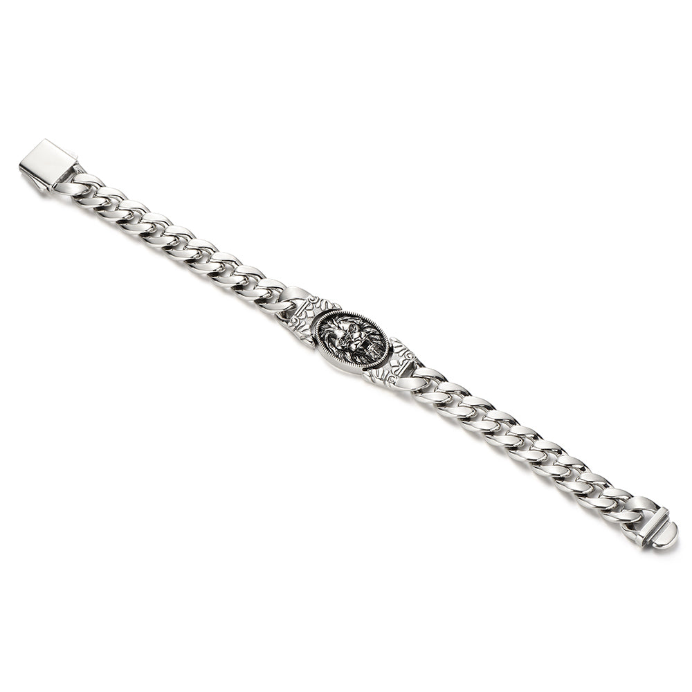 10mm Cuban Link Bracelet w/ Lion Clasp