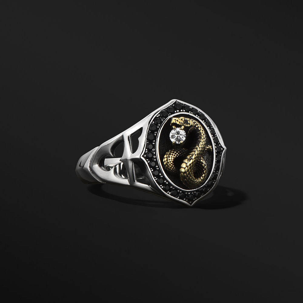 Black Gold Python Signet Ring