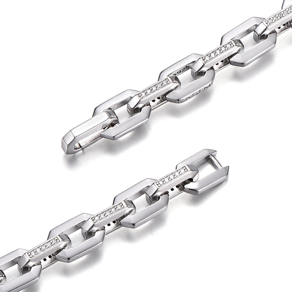 Iced Out Faceted Link Chain Bracelet