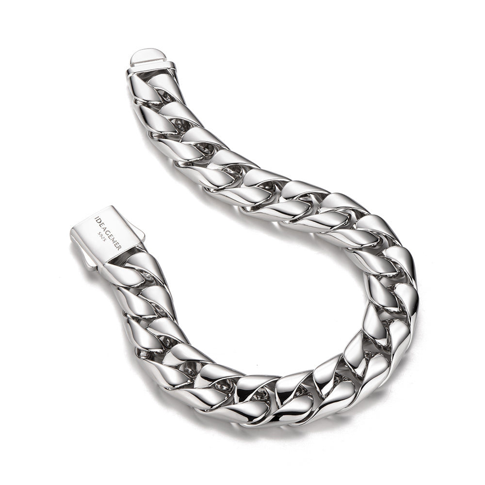 12 mm Solid Sterling Silver Cuban Link Bracelet