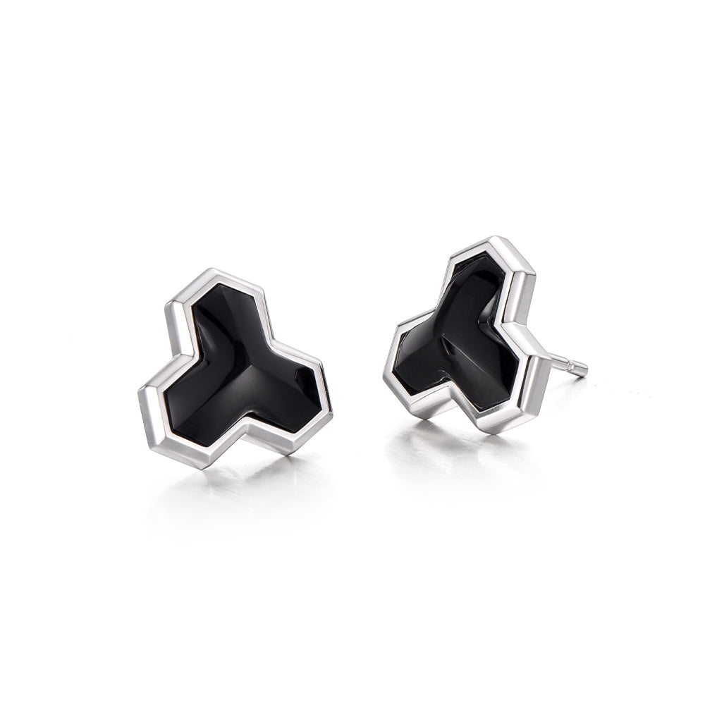 Versatile Black Onyx Armor Stud Earrings