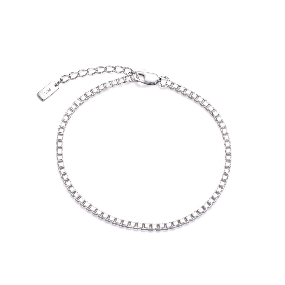 1.5 mm Sterling Silver Box Chain Bracelet