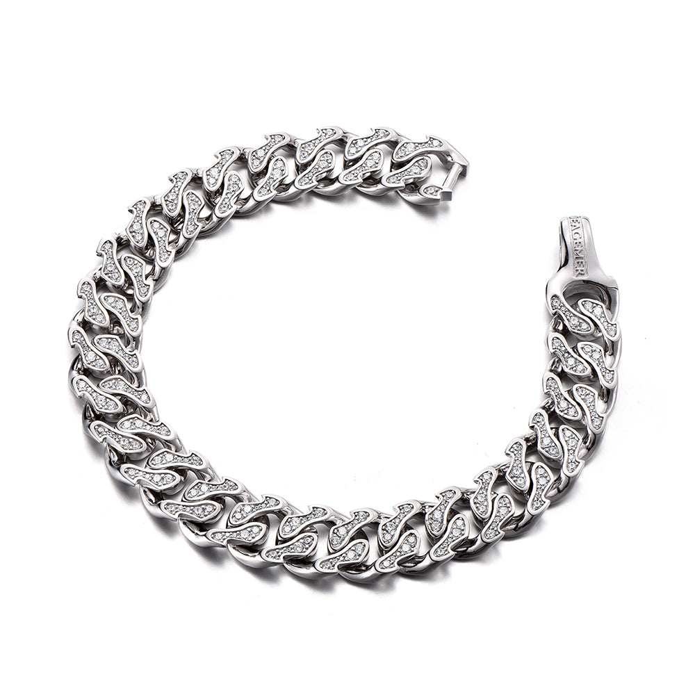 12 mm Iced Out Flame Cuban Link Bracelet