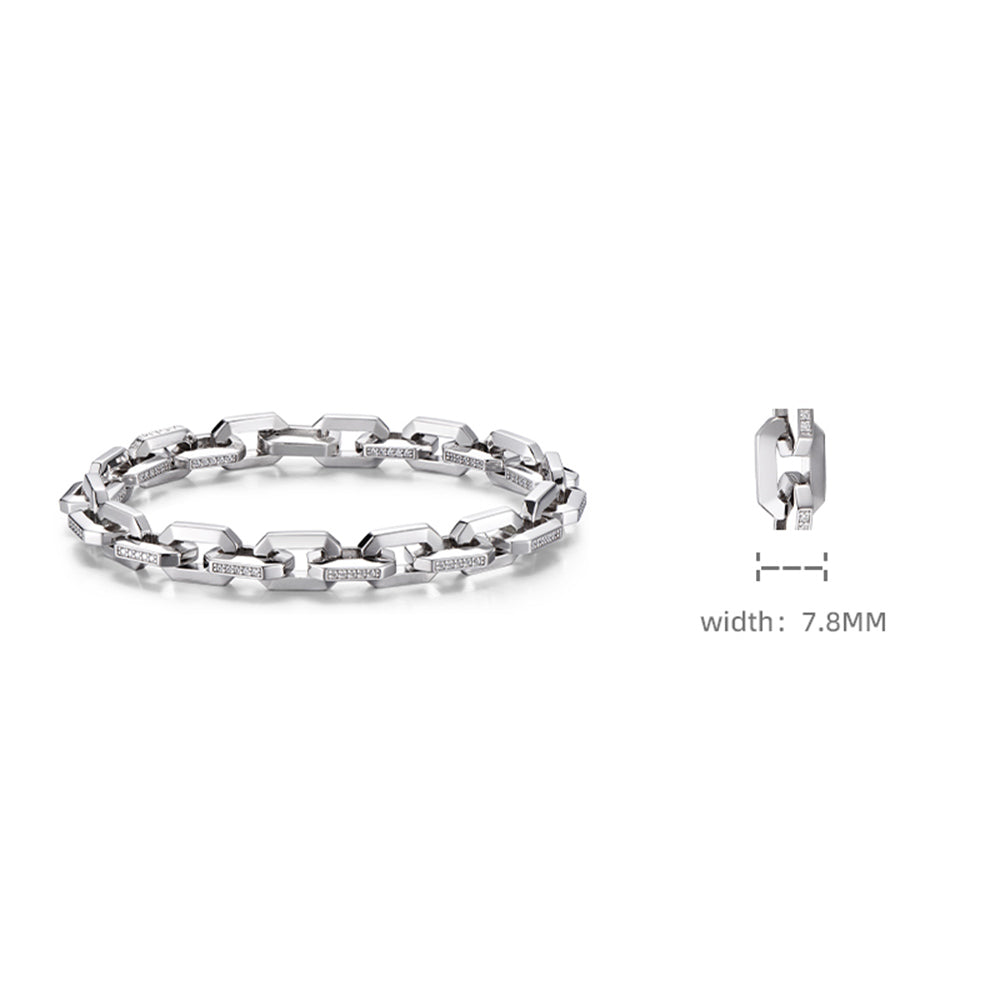 Iced Out Faceted Link Chain Bracelet