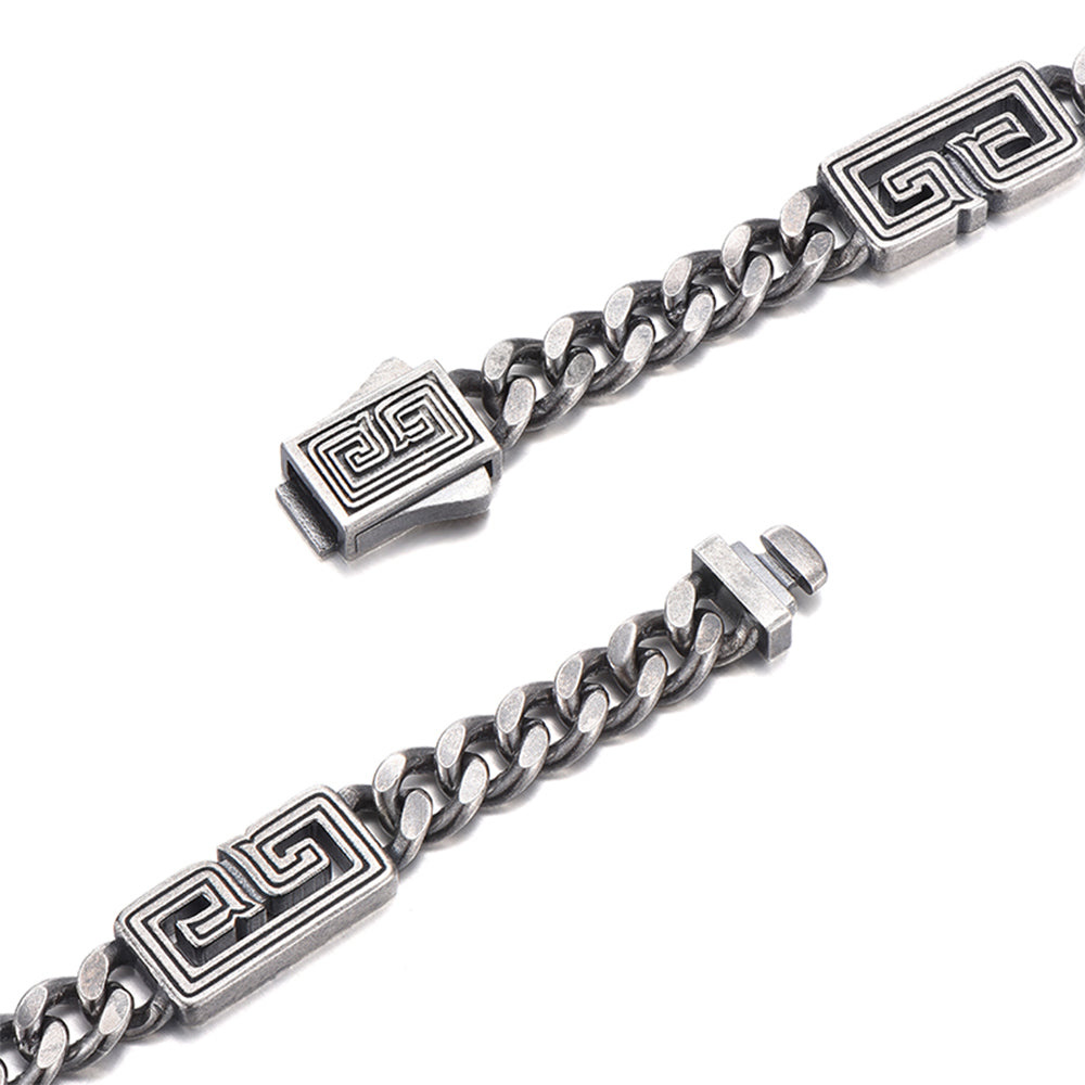 Vintage Cloud Pattern Cuban Link Bracelet