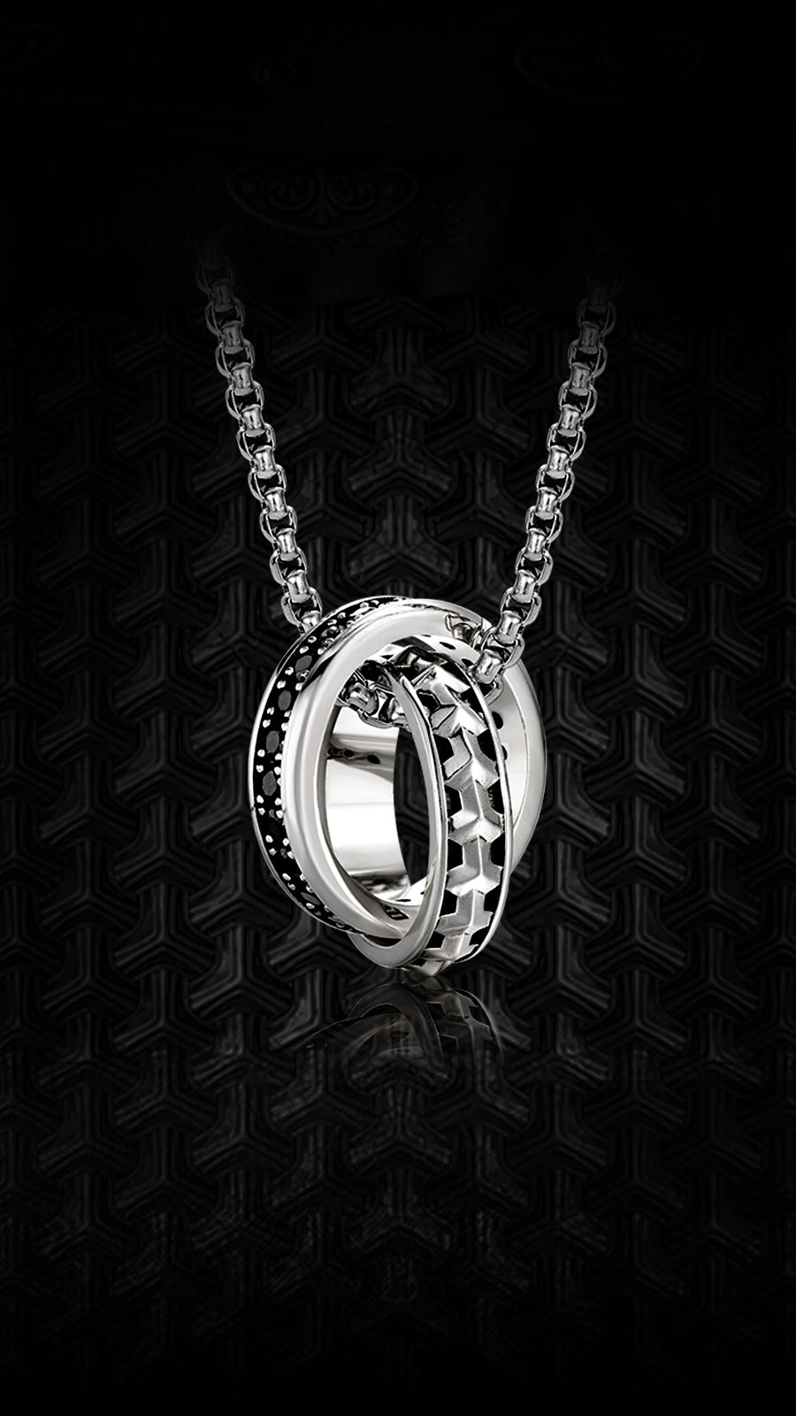 Armor & Black Double Ring Necklace