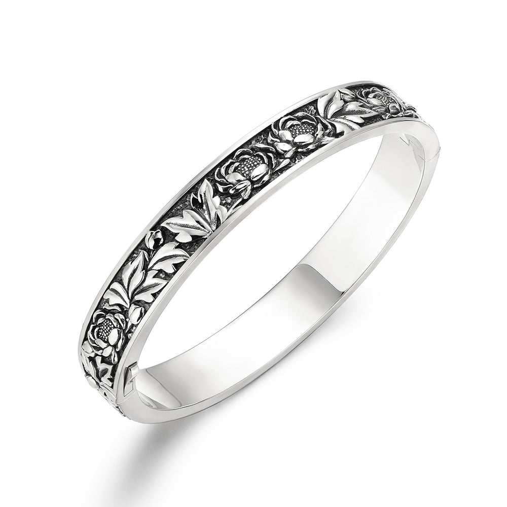 Vintage Peony Bangle Bracelet