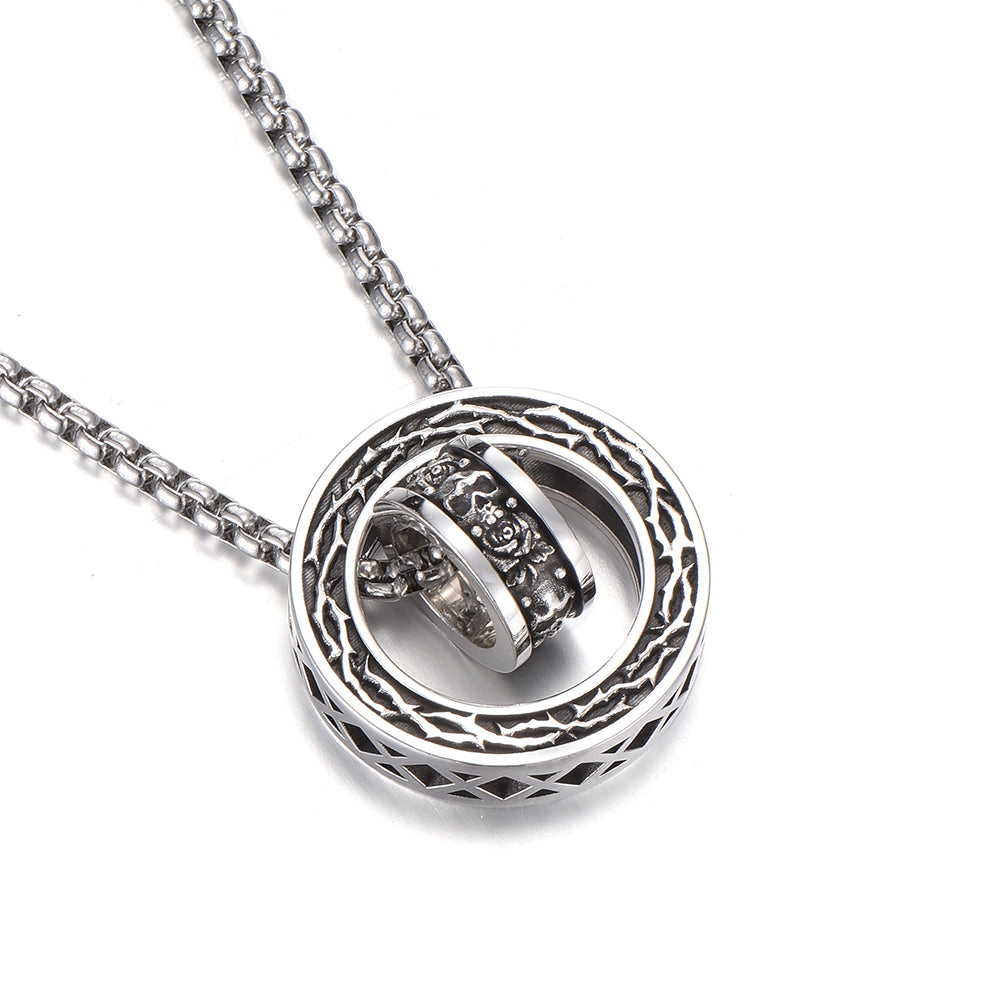 Thorn & Skulls Halo Ring Necklace