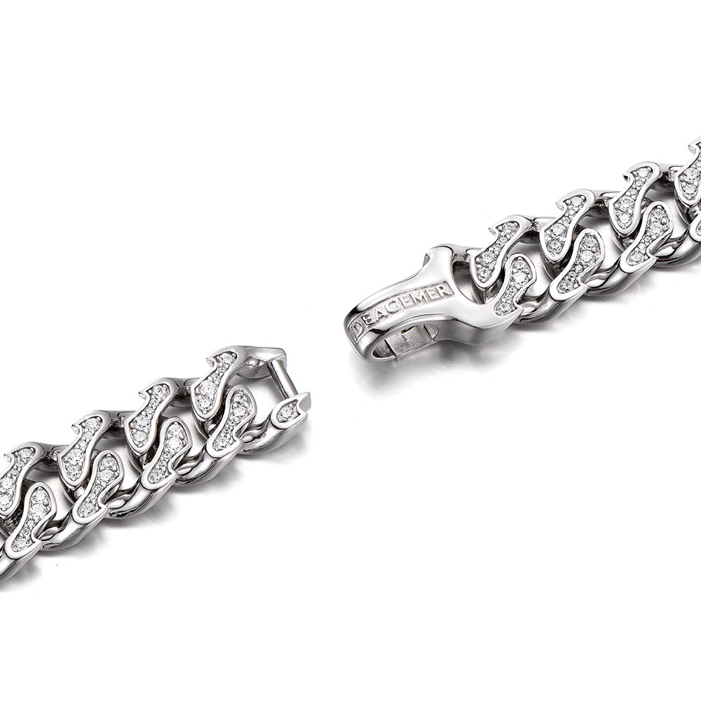 12 mm Iced Out Flame Cuban Link Bracelet