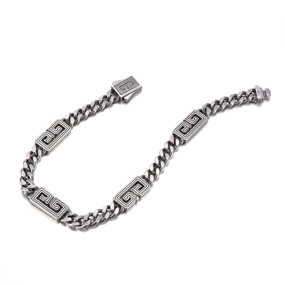 Vintage Cloud Pattern Cuban Link Bracelet