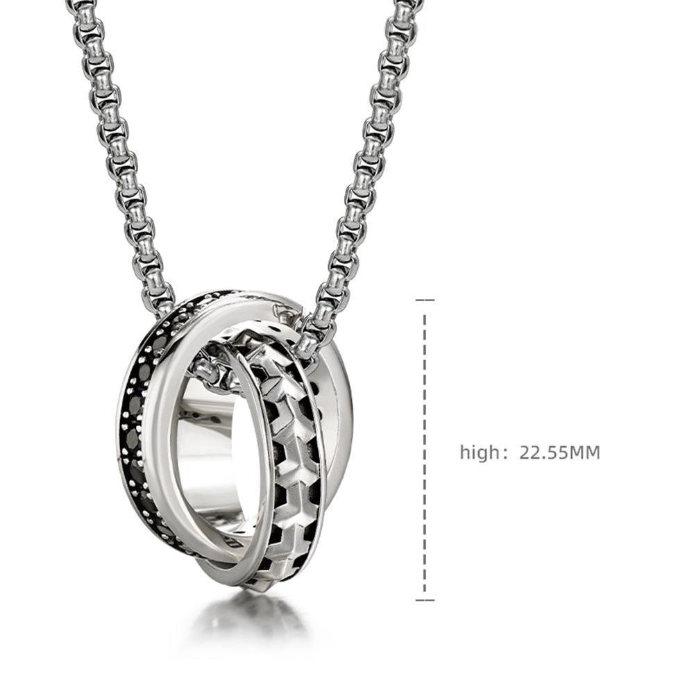 Armor & Black Double Ring Necklace