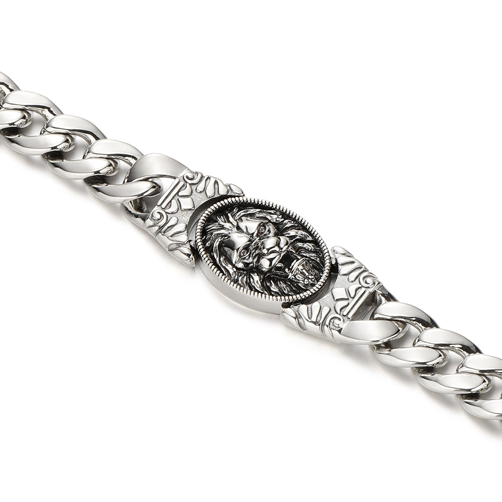 10mm Cuban Link Bracelet w/ Lion Clasp