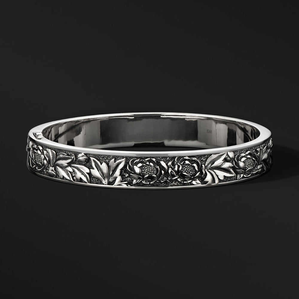 Vintage Peony Bangle Bracelet