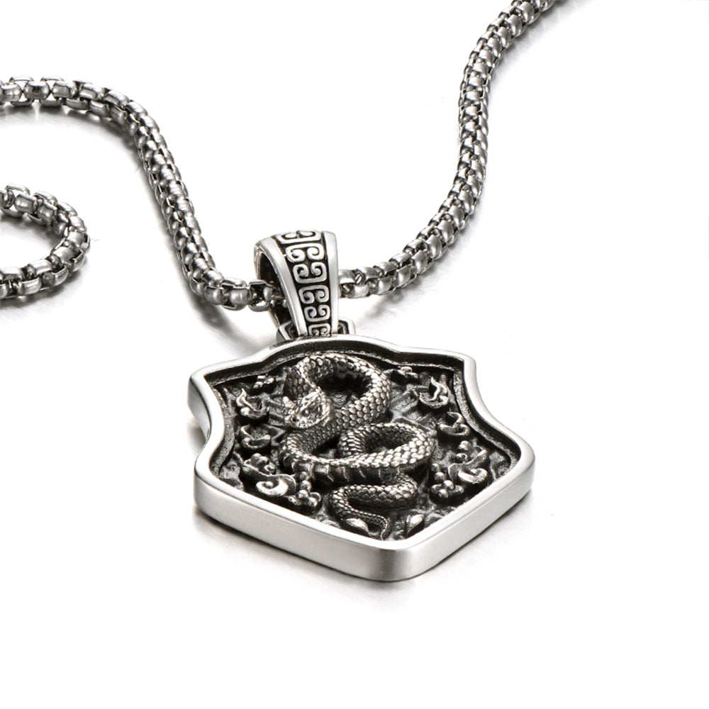 Vintage Spirit Snake Shield Pendant