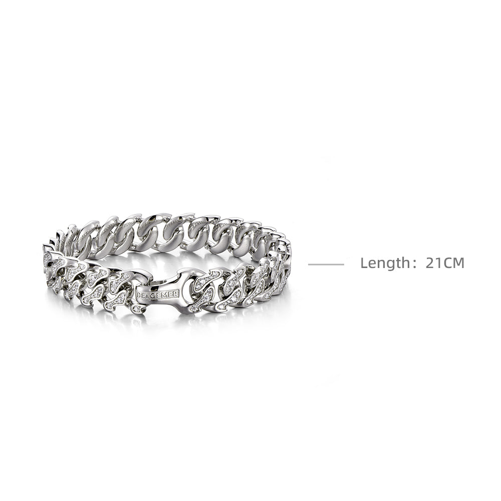 12 mm Iced Out Flame Cuban Link Bracelet