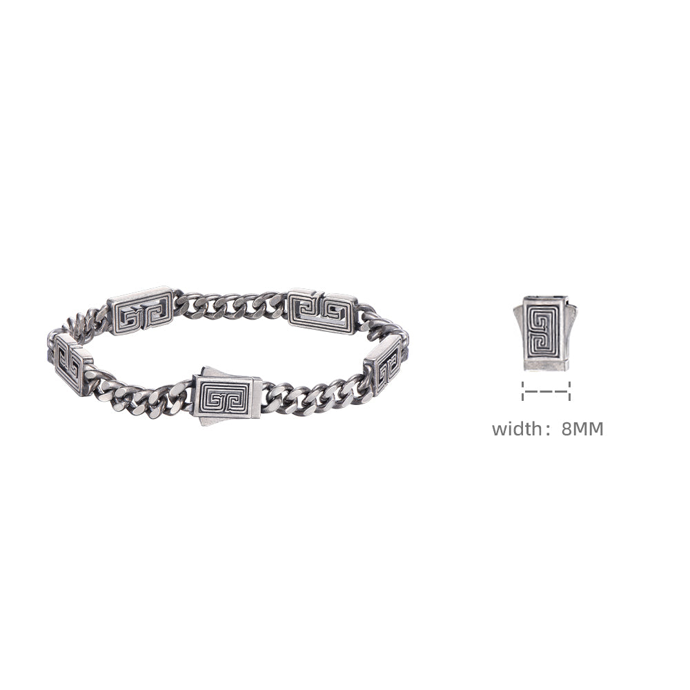 Vintage Cloud Pattern Cuban Link Bracelet