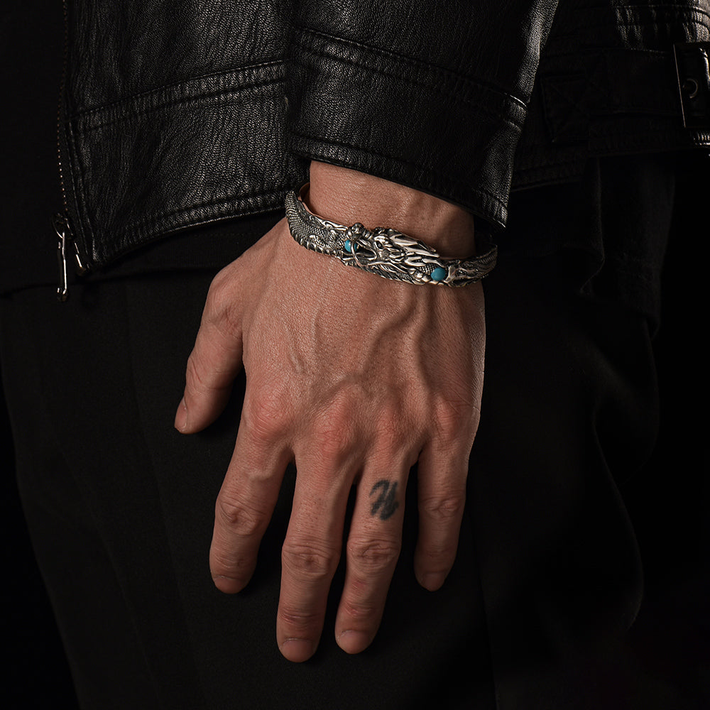 Vintage Turquoise Dragon Bangle Bracelet