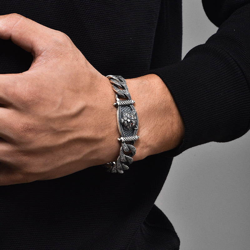 Vintage Beast Totem Cuban Link Bracelet-Lion/Tiger/Wolf