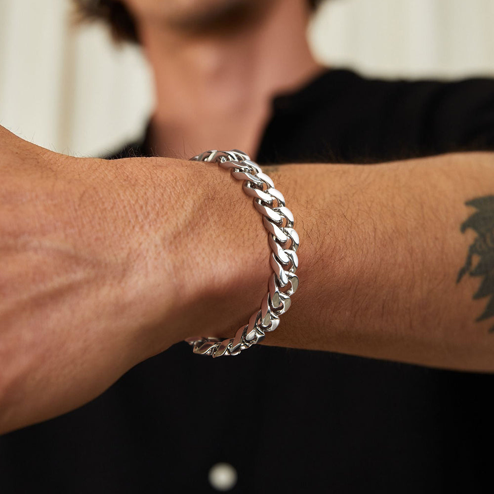 10 mm Sterling Silver Classic Cuban Link Bracelet