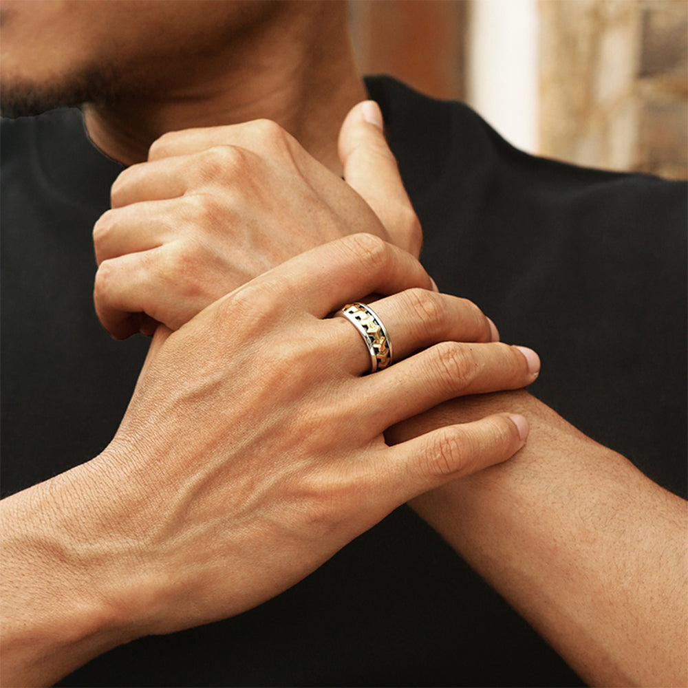 Black Gold Armor Ring Band