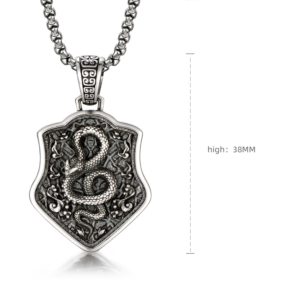 Vintage Spirit Snake Shield Pendant