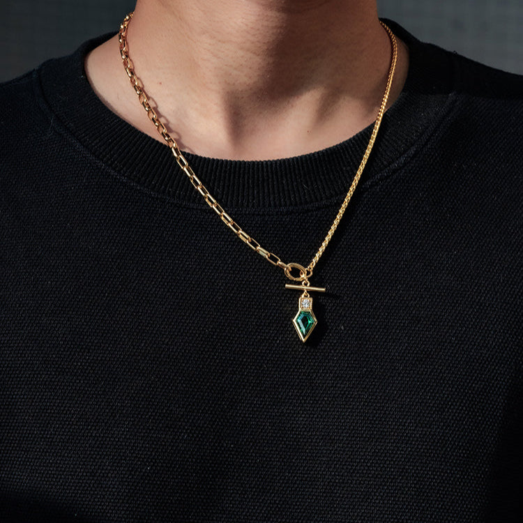 Golden Time Emerald Pendant Necklace