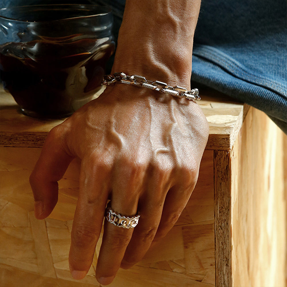 Iced Out Faceted Link Chain Bracelet