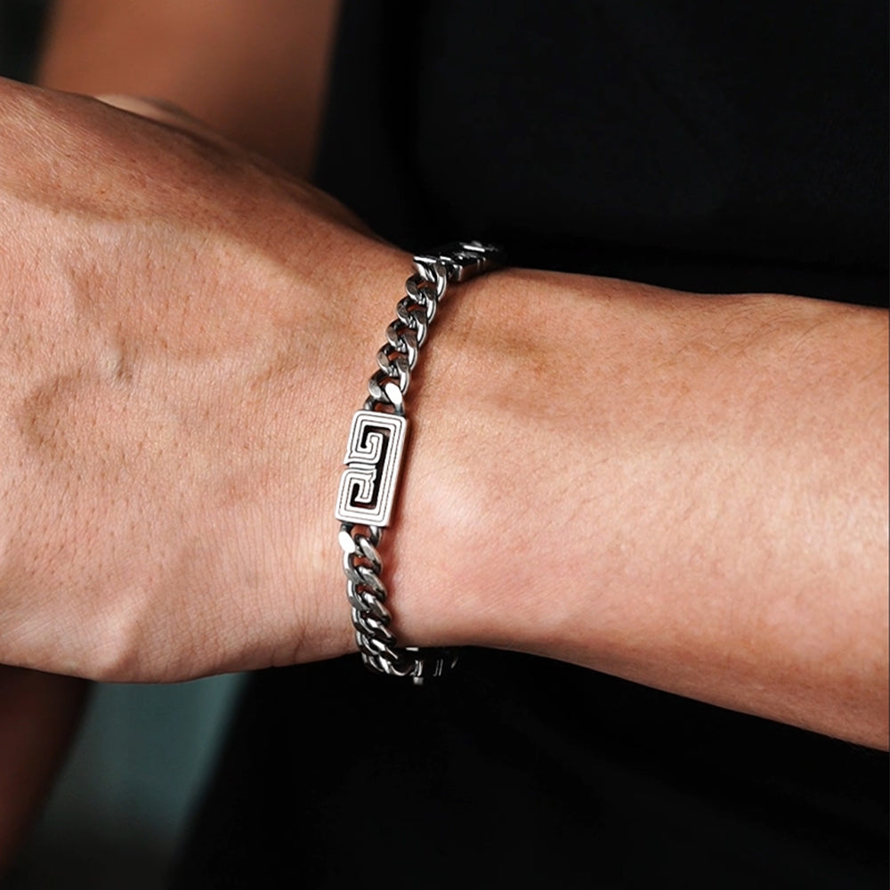 Vintage Cloud Pattern Cuban Link Bracelet