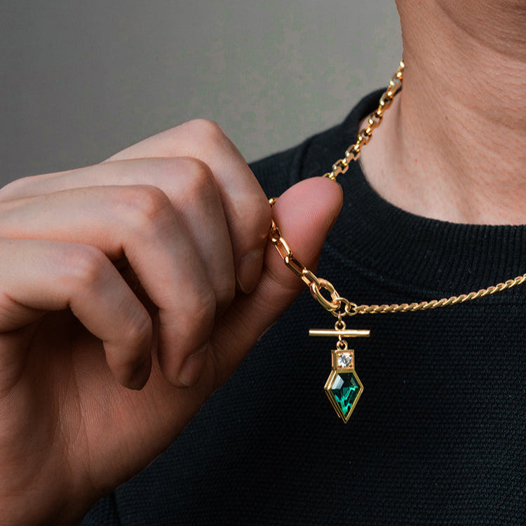 Golden Time Emerald Pendant Necklace