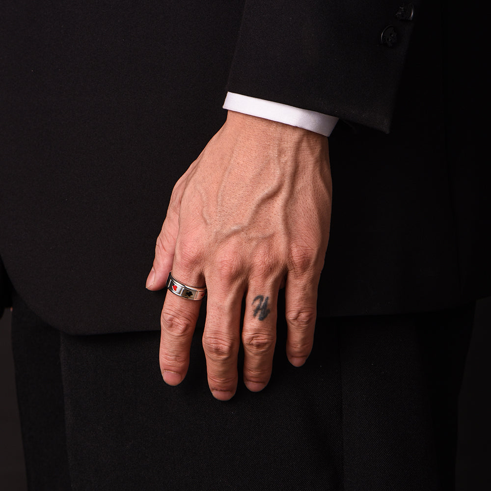 Sterling Silver Poker Suit Rotatable Ring Band