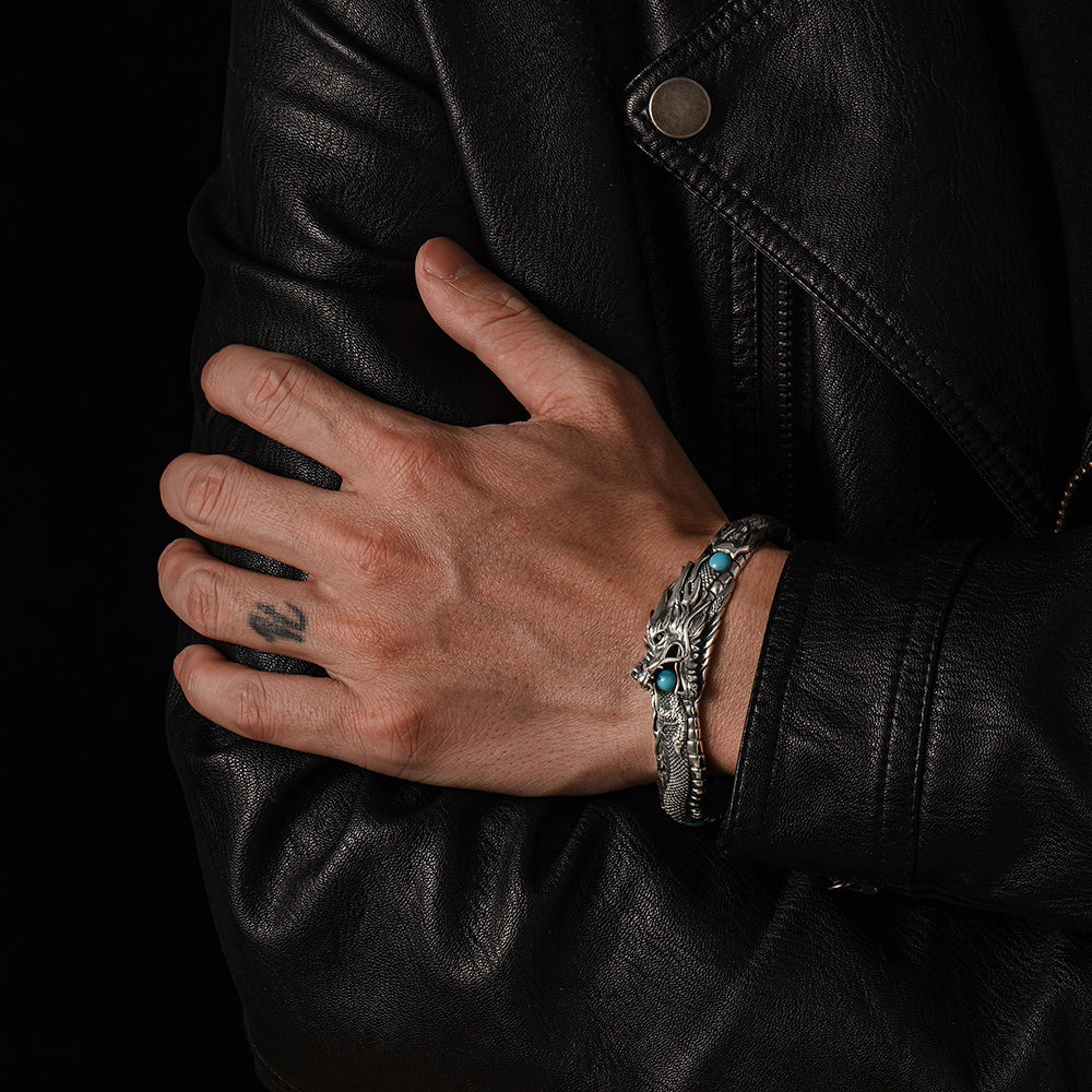 Vintage Turquoise Dragon Bangle Bracelet