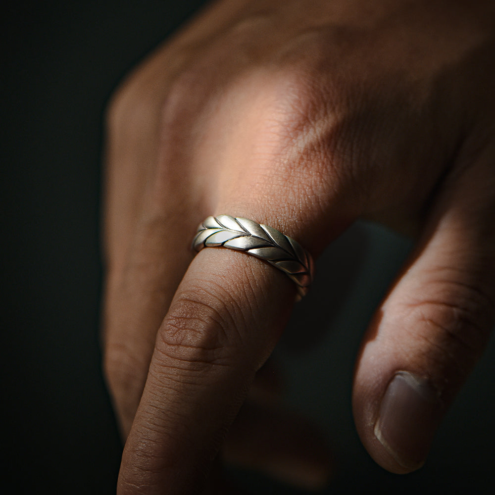 Sterling Silver Wheat Ear Ring Band