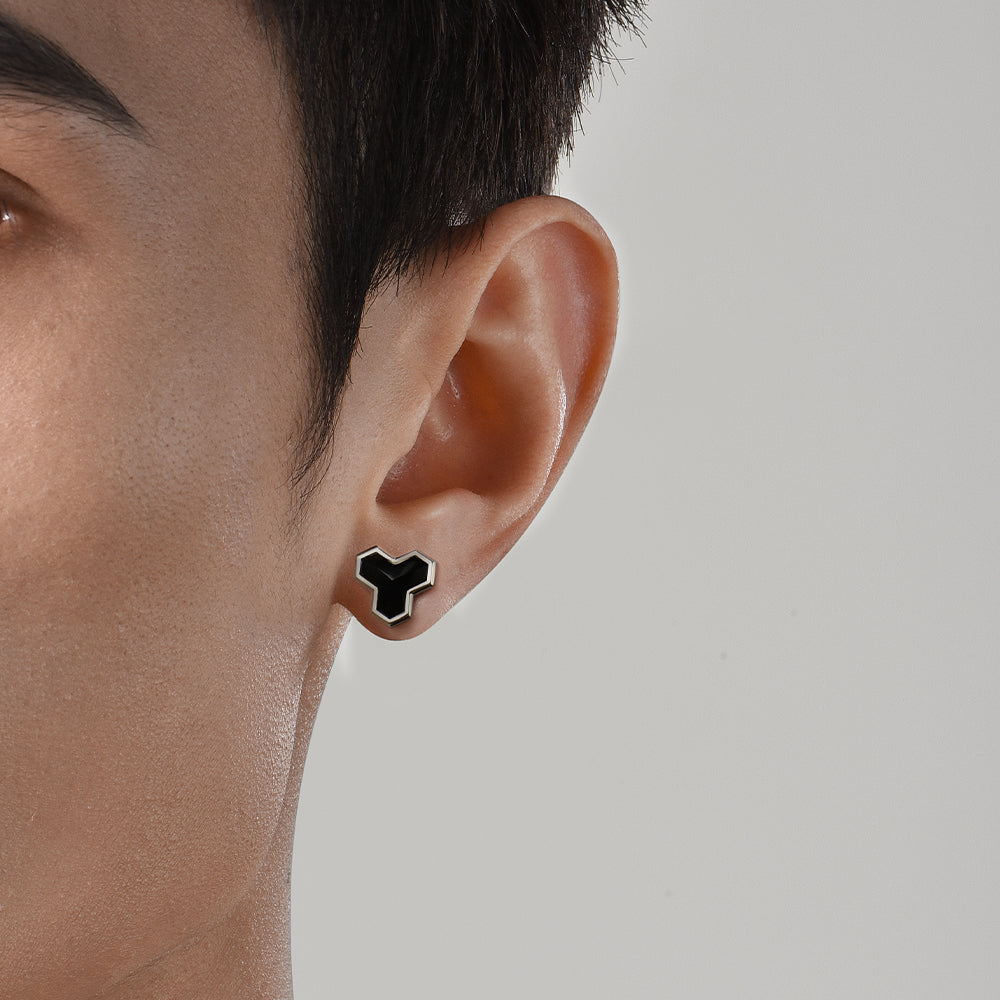 Versatile Black Onyx Armor Stud Earrings