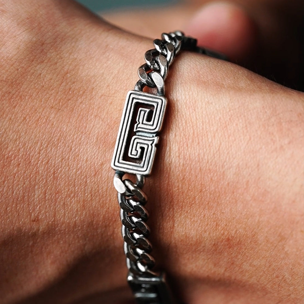Vintage Cloud Pattern Cuban Link Bracelet