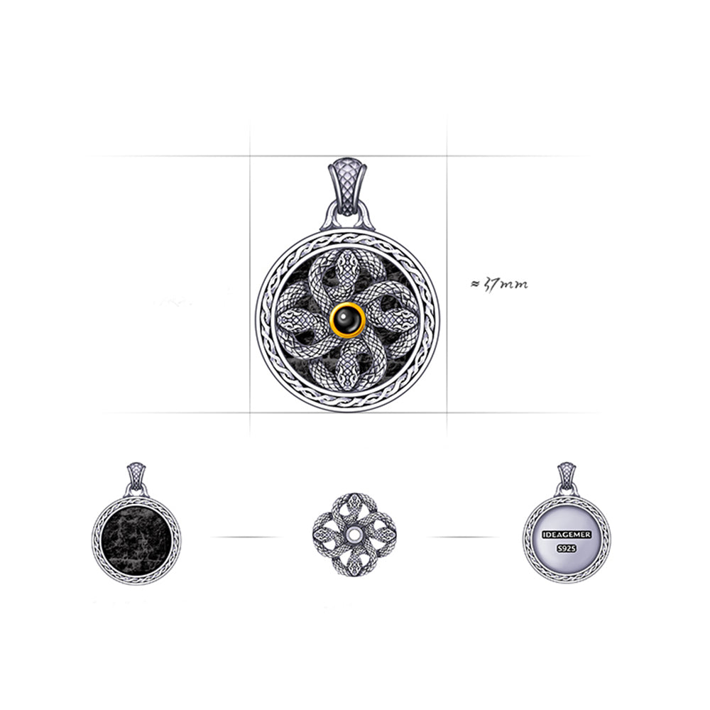 Vintage Four Coiled Snakes Spinning Pendant