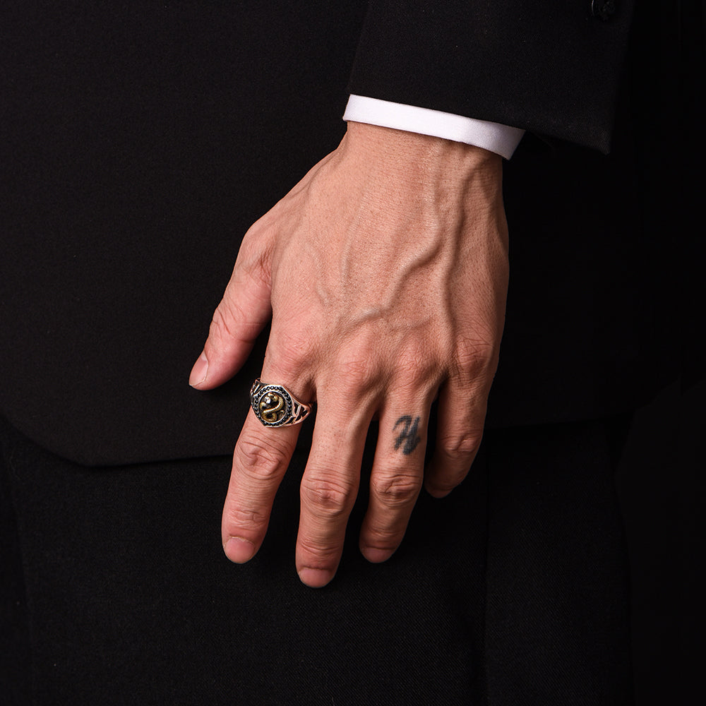 Black Gold Python Signet Ring